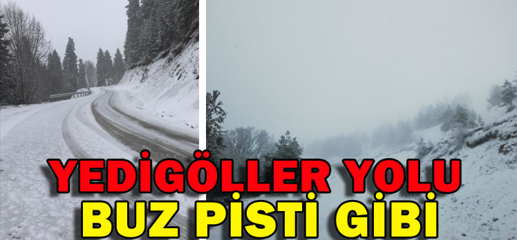 YEDİGÖLLER YOLU BUZ PİSTİ GİBİ