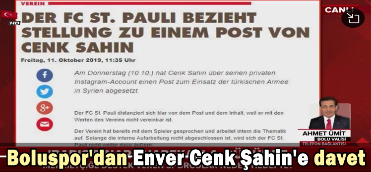 Boluspor’dan Enver Cenk Şahin’e davet