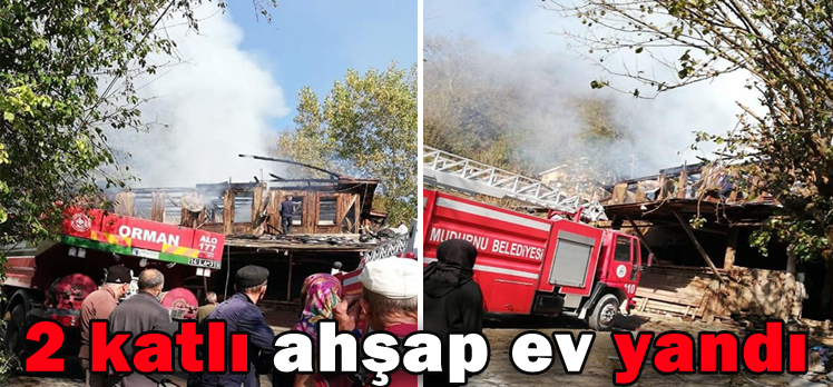 2 katlı ahşap ev yandı