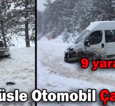 Minibüsle Otomobil Çarpıştı: 9 yaralı