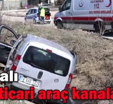 Hafif ticari araç kanala uçtu: 3 yaralı