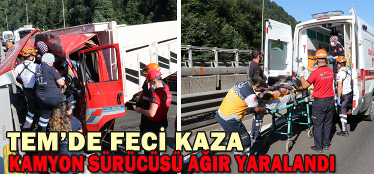 TEM’DE FECİ KAZA/ KAMYON SÜRÜCÜSÜ AĞIR YARALANDI